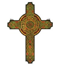 79986 - 25"W X 34"H Jeweled Celtic Cross Stained Glass Window