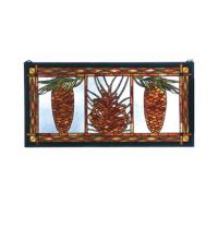  81470 - 36" Wide X 18" High Pinecone Stained Glass Window