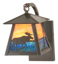  98376 - 6" Wide Stillwater Moose at Lake Curved Arm Wall Sconce