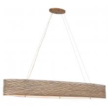  247N06HO - Flow 6-Lt Oval Linear Pendant w/Fabric Shade - Hammered Ore
