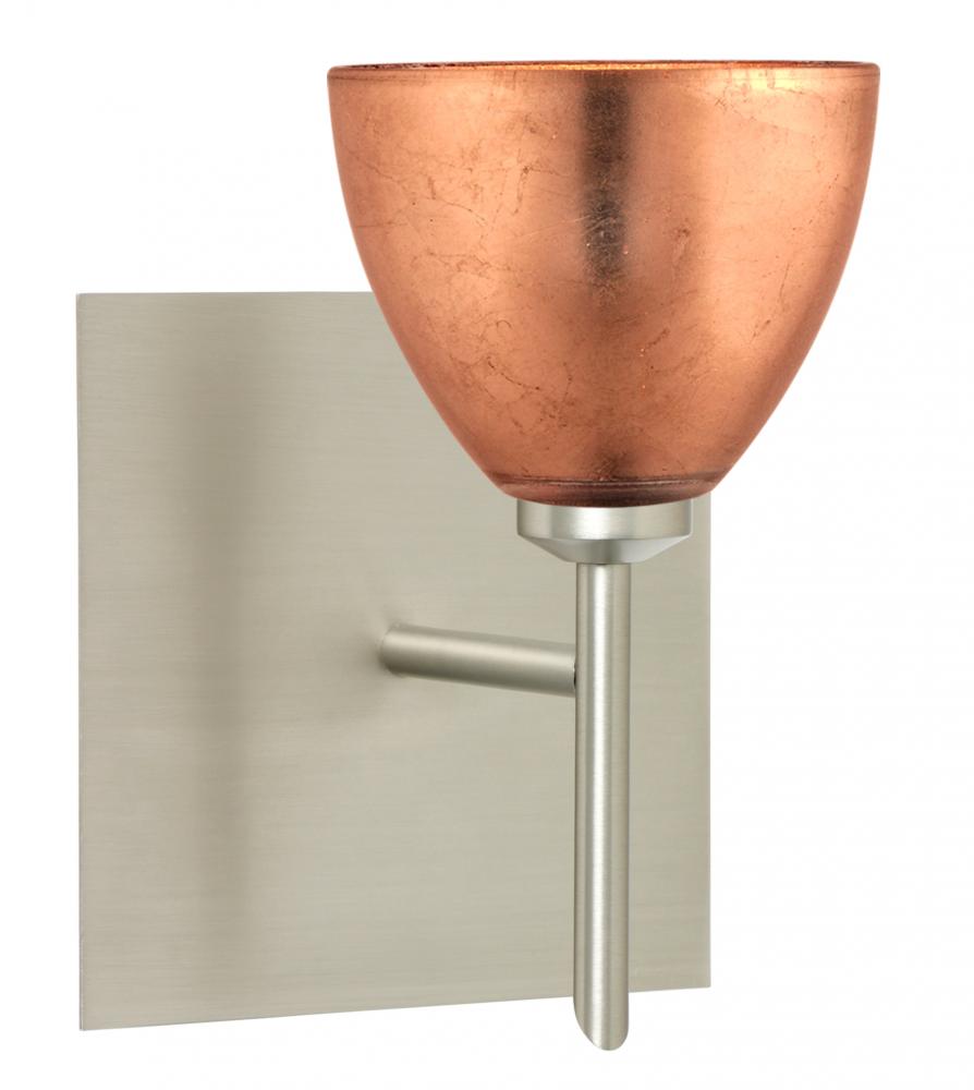 Besa Divi Wall With SQ Canopy 1SW Copper Foil Satin Nickel 1x5W LED