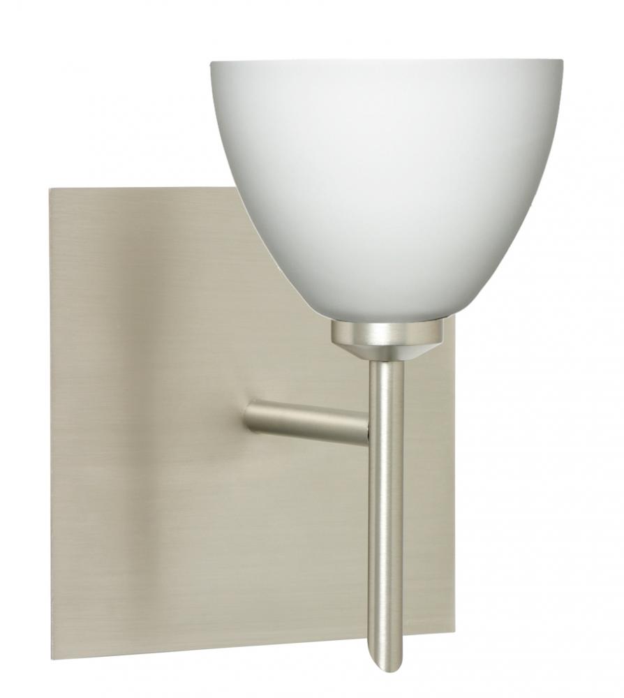 Besa Divi Wall With SQ Canopy 1SW Opal Matte Satin Nickel 1x5W LED
