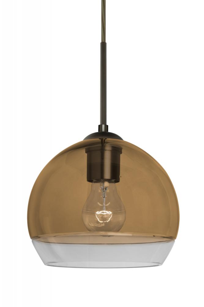 Besa, Ally 8 Cord Pendant For Multiport Canopy, Amber/Clear, Bronze Finish, 1x60W Med