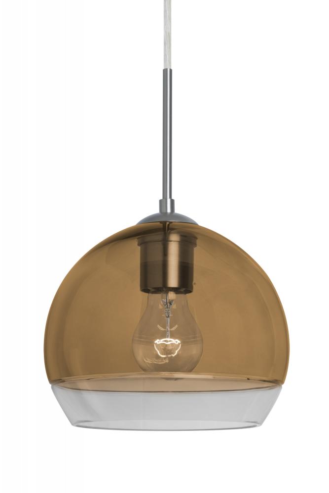 Besa, Ally 8 Cord Pendant For Multiport Canopy, Amber/Clear, Satin Nickel Finish, 1x6