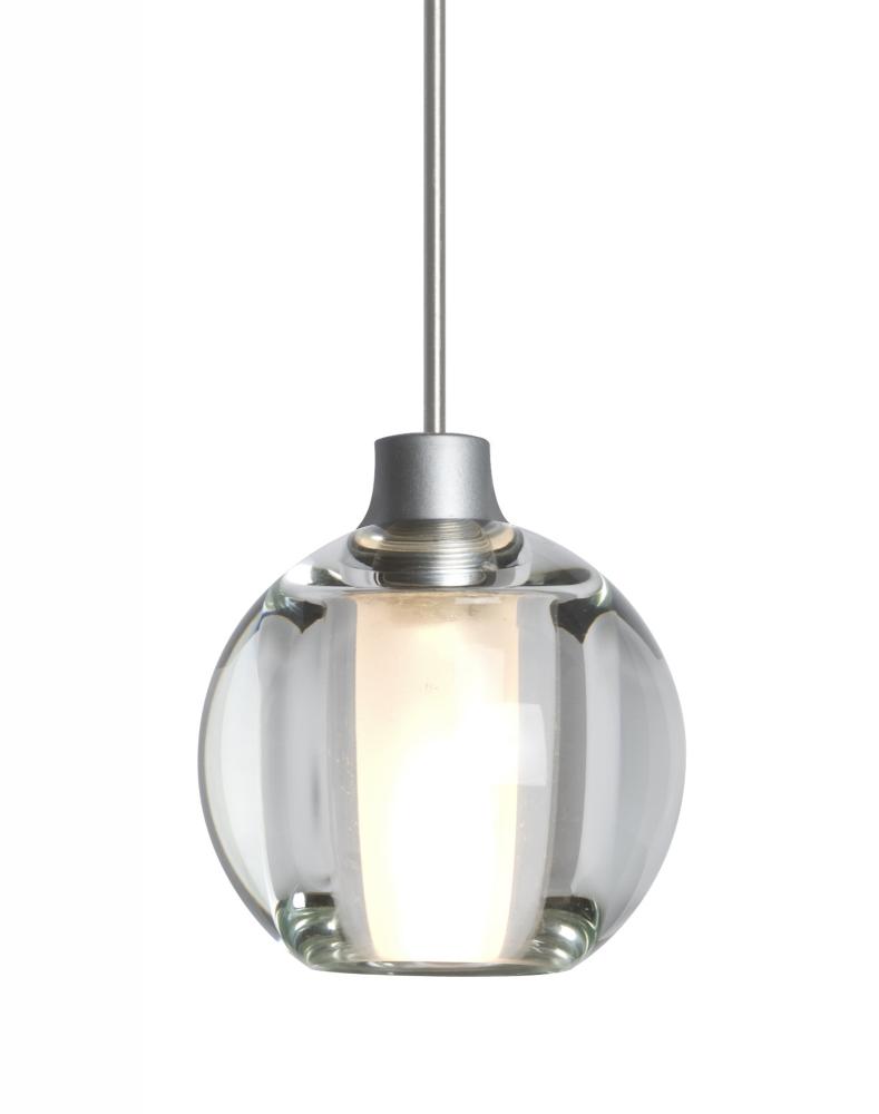 Besa, Boca 5 Cord Pendant For Multiport Canopies, Clear, Satin Nickel Finish, 1x3W LE