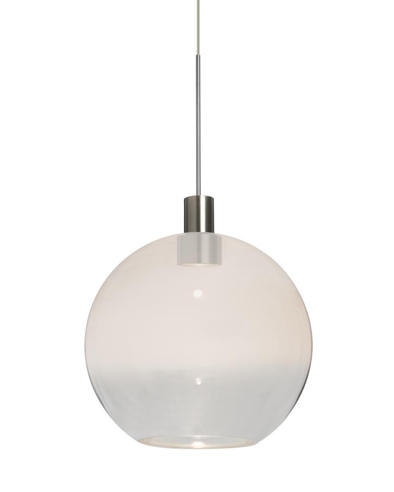 Besa, Newton 8 Cord Pendant for Multiport Canopy, Milky White/Clear, Satin Nickel Fin