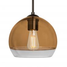  1JC-ALLY8AM-EDIL-BR - Besa, Ally 8 Cord Pendant, Amber/Clear, Bronze Finish, 1x5W LED Filament