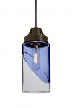  1JC-BLINKBL-BR - Besa, Blink Cord Pendant, Trans. Blue/Clear, Bronze Finish, 1x60W Medium Base