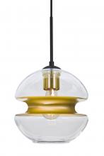 Besa Lighting 1JC-HULA8GD-EDIL-BK - Besa, Hula 8 Cord Pendant, Clear/Gold, Black Finish, 1x8W LED Filament