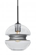 Besa Lighting 1JC-HULA8SL-EDIL-BK - Besa, Hula 8 Cord Pendant, Clear/Silver, Black Finish, 1x8W LED Filament