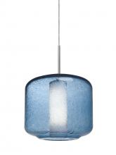  1JC-NILES10BO-LED-SN - Besa Niles 10 Pendant, Blue Bubble/Opal, Satin Nickel Finish, 1x5W LED