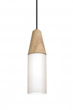 Besa Lighting 1JC-NININA-LED-BK - Besa, Nini Cord Pendant, Natural/Opal, Black Finish, 1x9W LED