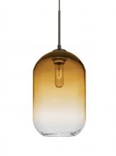  1JC-OMEGA12AM-BR - Besa, Omega 12 Cord Pendant,Amber/Clear, Bronze Finish, 1x60W Medium Base