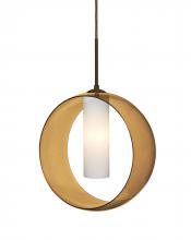  1JC-PLATOAM-LED-BR - Besa, Plato Cord Pendant, Amber/Opal, Bronze Finish, 1x5W LED