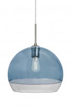 Besa Lighting 1JT-ALLY12BL-EDIL-SN - Besa, Ally 12 Cord Pendant, Coral Blue/Clear, Satin Nickel Finish, 1x5W LED Filament