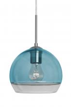  1JT-ALLY8BL-SN - Besa, Ally 8 Cord Pendant, Coral Blue/Clear, Satin Nickel Finish, 1x60W Medium Base