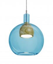  1JT-BENJIBLMD-LED-SN - Besa, Benji Cord Pendant, Blue/Medium, Satin Nickel Finish, 1x9W LED