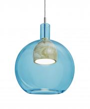  1JT-BENJIBLNA-LED-SN - Besa, Benji Cord Pendant, Blue/Natural, Satin Nickel Finish, 1x9W LED