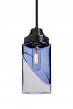  1JT-BLINKBL-BK - Besa, Blink Cord Pendant, Trans. Blue/Clear, Black Finish, 1x60W Medium Base