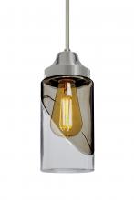  1JT-BLINKSM-EDIL-SN - Besa, Blink Cord Pendant, Trans. Smoke/Clear, Satin Nickel Finish, 1x4W LED Filament