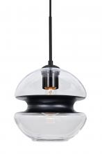 Besa Lighting 1JT-HULA8BK-BK - Besa, Hula 8 Cord Pendant, Clear/Black, Black Finish, 1x60W Medium Base