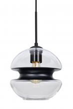 Besa Lighting 1JT-HULA8BK-EDIL-BK - Besa, Hula 8 Cord Pendant, Clear/Black, Black Finish, 1x8W LED Filament