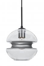 Besa Lighting 1JT-HULA8SL-BK - Besa, Hula 8 Cord Pendant, Clear/Silver, Black Finish, 1x60W Medium base