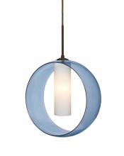  1JT-PLATOBL-LED-BR - Besa, Plato Cord Pendant, Blue/Opal, Bronze Finish, 1x5W LED