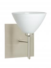  1SW-174307-LED-SN-SQ - Besa Wall With SQ Canopy Domi Satin Nickel White 1x5W LED