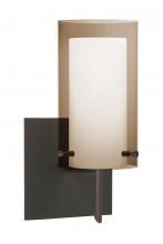  1SW-S44007-LED-BR-SQ - Besa Pahu 4 Wall With SQ Canopy 1SW Transparent Smoke/Opal Bronze 1x5W LED