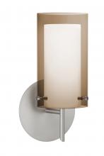  1SW-S44007-LED-SN - Besa Pahu 4 Wall 1SW Transparent Smoke/Opal Satin Nickel 1x5W LED