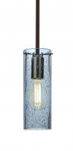  1TT-JUNI10BL-EDIL-BR - Besa, Juni 10 Stem Pendant, Blue Bubble, Bronze, 1x4W LED Filament