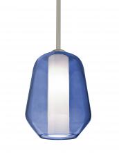 Besa Lighting 1TT-LINKBL-LED-SN - Besa Link Stem Pendant, Blue/Opal, Satin Nickel Finish, 1x9W LED