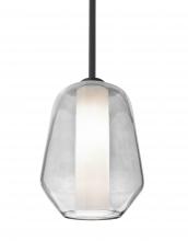 Besa Lighting 1TT-LINKCL-LED-BK - Besa Link Stem Pendant, Clear/Opal, Black Finish, 1x9W LED