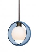  1TT-MANABL-LED-BR - Besa Mana Pendant, Blue/Opal, Bronze Finish, 1x9W LED