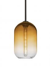  1TT-OMEGA12AM-EDIL-BR - Besa, Omega 12 Stem Pendant, Amber/Clear, Bronze Finish, 1x4W LED Filament LED Filame