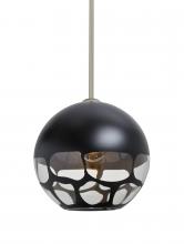  1TT-ROCKYBK-SN - Besa, Rocky Stem Pendant, Black, Satin Nickel Finish, 1x60W Medium Base