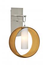  1WP-PLATOAM-SN - Besa, Plato Wall Pendant, Amber/Opal, Satin Nickel Finish, 1x60W Medium Base