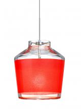  1XC-PIC6RD-SN - Besa Pendant Pica 6 Satin Nickel Red Sand 1x50W Halogen