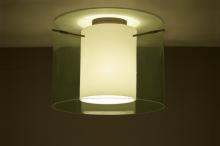  1KM-L00707-LED-BR - Besa Ceiling Pahu 16 Bronze Transparent Olive/Opal 1x11W LED