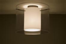  1KM-S00707-LED-BR - Besa Ceiling Pahu 16 Bronze Transparent Smoke/Opal 1x11W LED