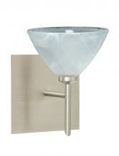  1SW-174352-LED-SN-SQ - Besa Wall With SQ Canopy Domi Satin Nickel Marble 1x5W LED