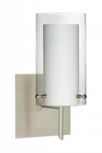 Besa Lighting 1SW-C44007-LED-SN-SQ - Besa Pahu 4 Wall With SQ Canopy 1SW Clear/Opal Satin Nickel 1x5W LED