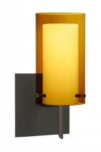  1SW-G44007-LED-BR-SQ - Besa Pahu 4 Wall With SQ Canopy 1SW Transparent Armagnac/Opal Bronze 1x5W LED