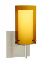 Besa Lighting 1SW-G44007-LED-SN-SQ - Besa Pahu 4 Wall With SQ Canopy 1SW Transparent Armagnac/Opal Satin Nickel 1x5W LED