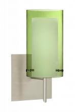 Besa Lighting 1SW-L44007-LED-SN-SQ - Besa Pahu 4 Wall With SQ Canopy 1SW Transparent Olive/Opal Satin Nickel 1x5W LED