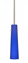 Besa Lighting 1TT-5674CM-LED-SN - Besa Camino Stem Pendant Satin Nickel Cobalt Blue Matte 1x5W LED