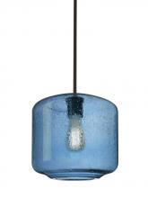  1TT-NILES10BL-EDIL-BR - Besa Niles 10 Pendant, Blue Bubble, Bronze Finish, 1x4W LED Filament
