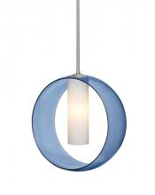 1TT-PLATOBL-LED-SN - Besa, Plato Stem Pendant, Blue/Opal, Satin Nickel Finish, 1x5W LED