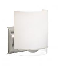  1WZ-CELTICCL-LED-SN - Besa, Celtic Wall Sconce, Opal Glossy/Clear, Satin Nickel Finish, 1x9W LED